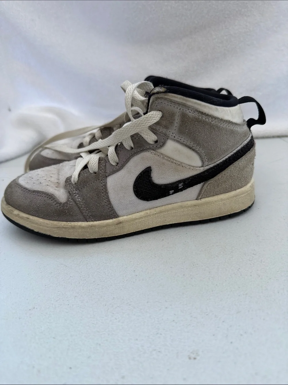 Nike Kids Grey and White Jordans